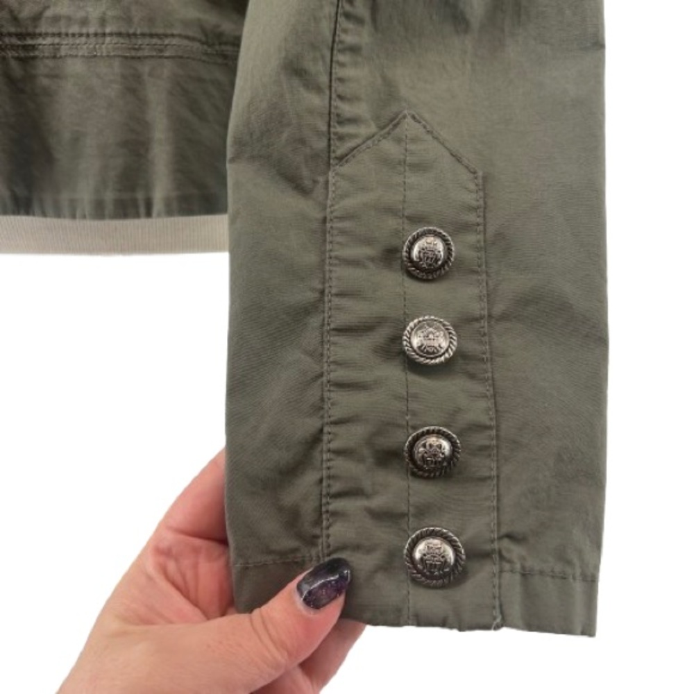 INC International Concepts Olive Green Zip Up Faux Button Military Jacket READ - Picture 11 of 13